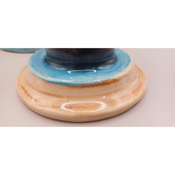 Arts and Crafts Studio Art Pottery "Picasso Style" Man & Woman Candlestick Set - Picture 14 of 16